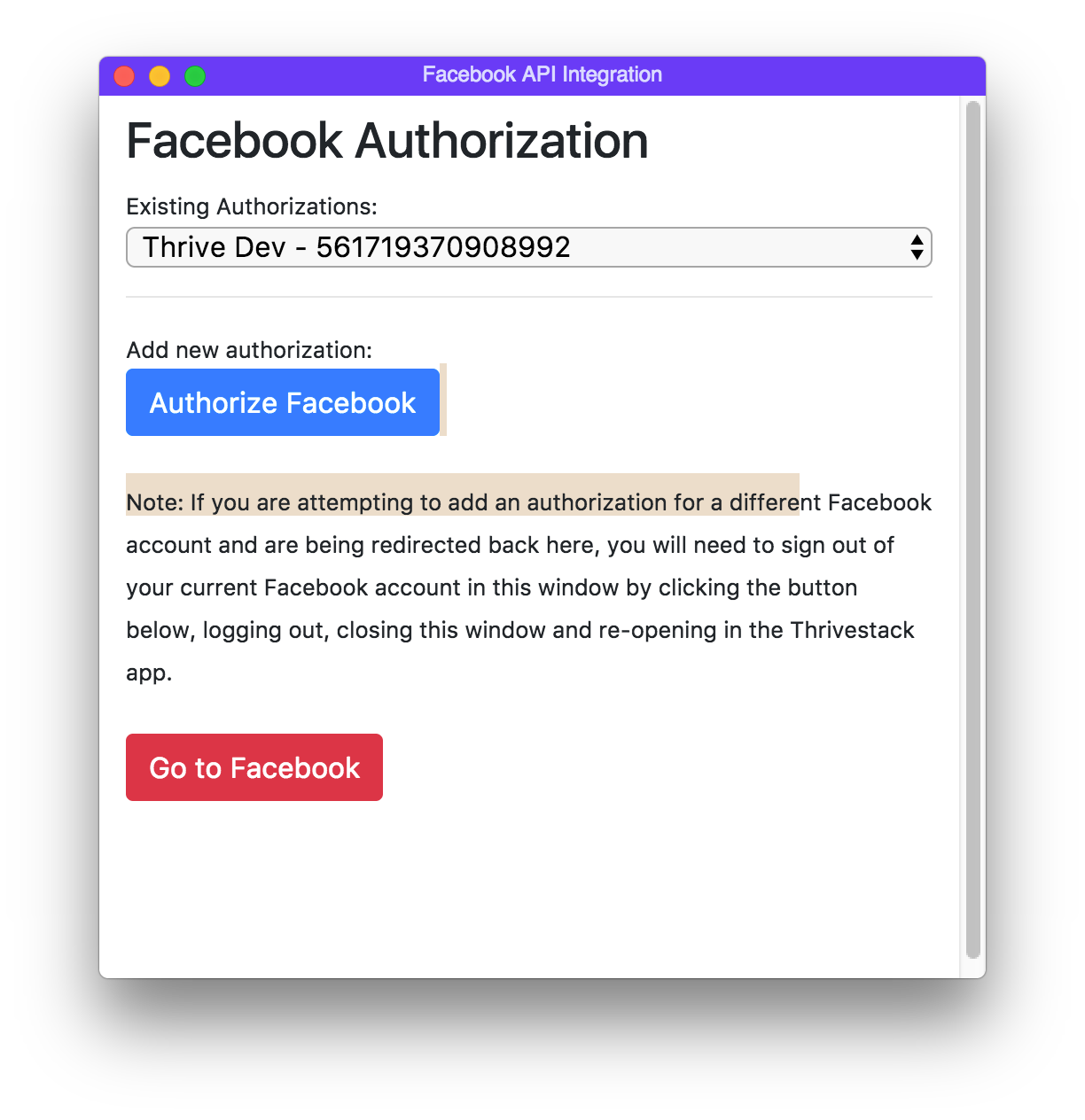 Facebook Authorization